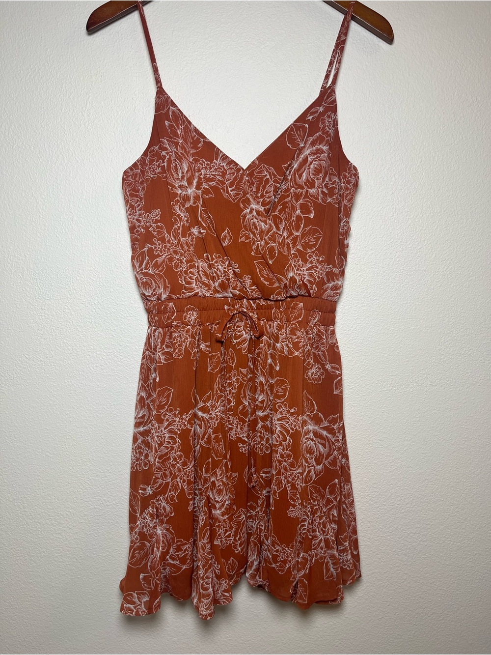 Trixxi Rust Floral Mini Dress with White Print